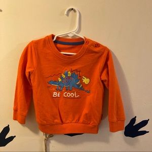 Toddler Boy Orange Dinosaur Graphic Crewneck Size 24 months